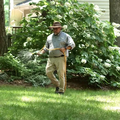 technician spraying lawn, pest prevention